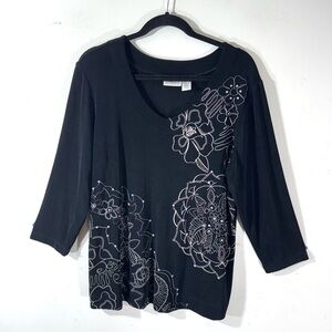 Chico’s Travelers floral print 3/4 Sleeve tunic top size XL